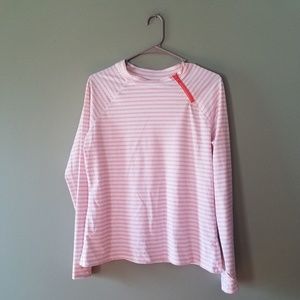 Cabana Life Coral Ticking Stripe Rash Guard